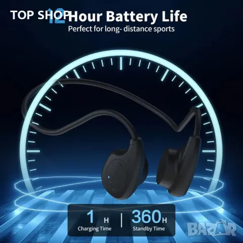 WOO M7 Слушалки с отворено ухо с костна проводимост, микрофон, бързо зареждане, 12 часа, IP55, снимка 2 - Безжични слушалки - 49445089