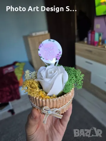 ~•°Кашпа със скандинавски мъх и сапунена роза °•~, снимка 10 - Декорация за дома - 48862456