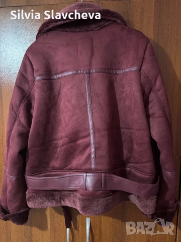 Яке байкър-цвят бордо, снимка 3 - Якета - 52896440
