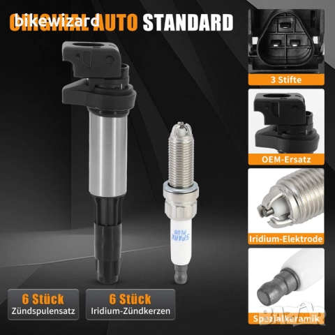 Dokili 4бр. Запалителна бобина OEM # 48206 12131712219 12138657273 за BMW + свещи НОВИ, снимка 5 - Части - 52870422