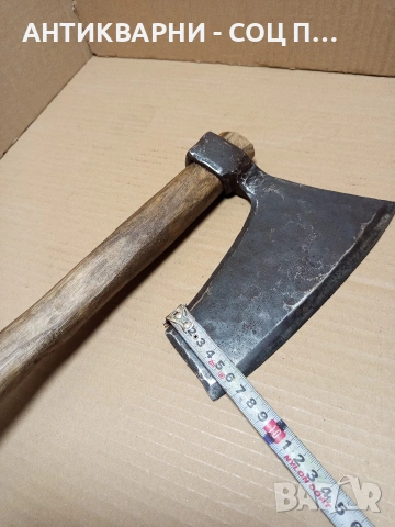Соц Стара Ръчно Кована Дърводелска Брадва Кривица. Номер 605., снимка 14 - Антикварни и старинни предмети - 53224738