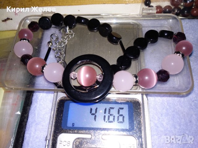 КРАСИВО ЕЛЕГАНТНО СКЪПОЦЕННО АРТ КОЛИЕ с ЮВЕЛИРНО ПОЛИРАНИ КАМЪНИ КОТЕШКО ОКО 38831, снимка 5 - Колиета, медальони, синджири - 41865511