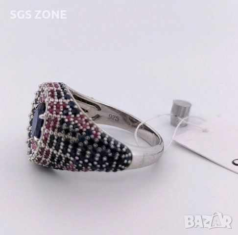МНОГО СТИЛЕН СРЕБЪРЕН ПРЪСТЕН С ЕСТЕСТВЕНИ СКЪПОЦЕННИ КАМЪНИ, снимка 12 - Пръстени - 52410915