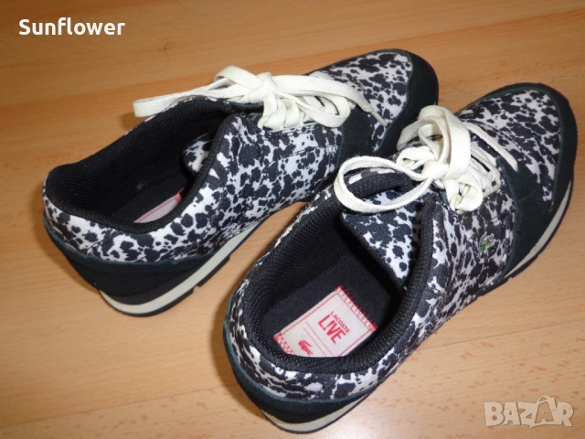 Дамски черно-бели маратонки Lacoste Live! с оригинален принт, размер 40 ЕU 40, UK7  Нови, снимка 10 - Маратонки - 51872384