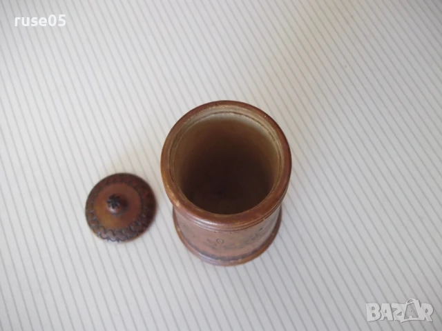 Кутия дървена пирографирана цилиндрична с капак от соца, снимка 7 - Колекции - 51358804