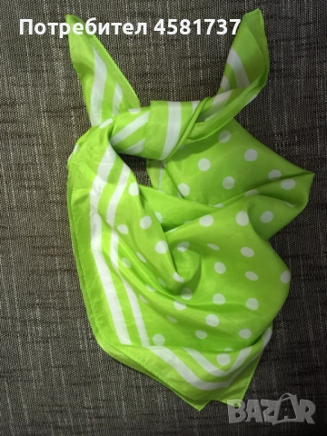 Копринен шал LDADPR в цвят лайм, снимка 6 - Шалове - 51717805