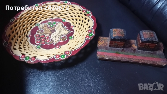 дърворезба поднос и мастилница