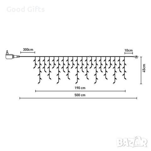 Коледни лампички Завеса, 100 LED, Студено бяло, Прозрачен кабел, снимка 3 - Лед осветление - 42730378