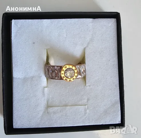 Стоманен пръстен с камъни , снимка 2 - Пръстени - 55985606