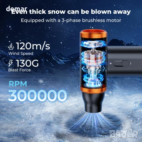 Електрическа прахоуловителка със сгъстен въздух K&F Concept, 300 000 об/мин, 3 скорости,акумулаторна, снимка 3 - Други стоки за дома - 50469121