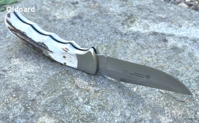 Оригиналният немски сгъваем джобен нож Puma Marmota Stag Handle. 821017, снимка 6 - Ножове - 56215368