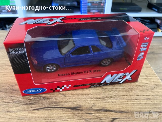 Умален метален моден - Welly Nex Nissas Skyline GT-R (R34), снимка 2 - Играчки за стая - 42018157