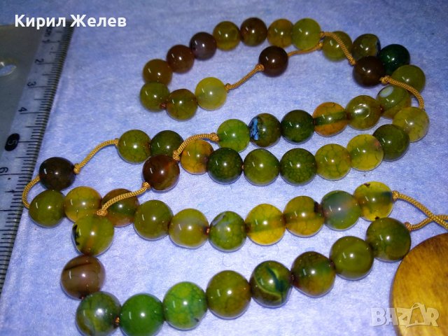 ШАРМАНТНА СКЪПОЦЕННА ХЕНД МЕЙД АРТ ОГЪРЛИЦА ЗЕЛЕН МРАМОРЕН НЕФРИТ и САНДАЛОВО ДЪРВО 26059, снимка 7 - Колиета, медальони, синджири - 40684831