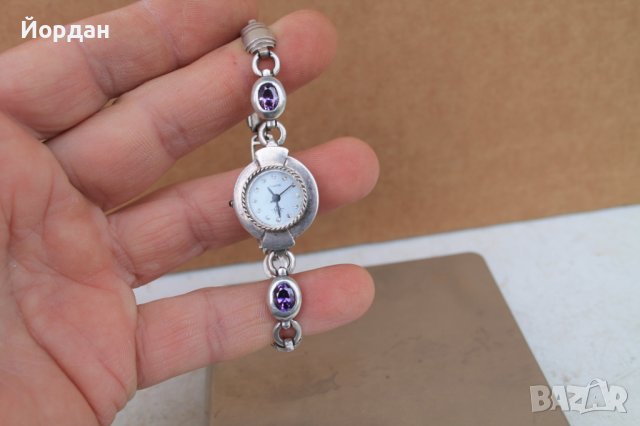 Немски часовник кварц гривна сребро и аметист ***, снимка 2 - Антикварни и старинни предмети - 40404627