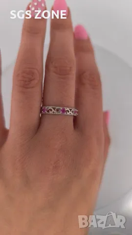 Сребърен Пръстен с Рубин, Сапфир, Изумруд , снимка 7 - Пръстени - 50311199