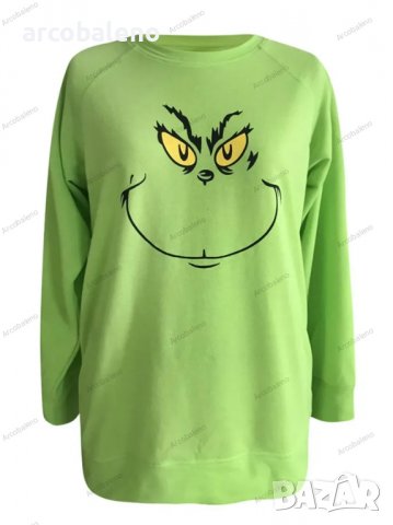 Дамска блуза с дълъг ръкав с принт на Грег Гринч, снимка 3 - Блузи с дълъг ръкав и пуловери - 39887221