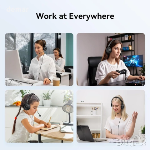 Слушалки TECKNET с микрофон, кабелни слушалки с микрофон, удобен дизайн, черни, снимка 6 - Слушалки и портативни колонки - 53595574