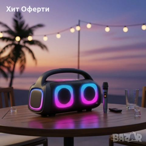 Парти тонколона 2 × 5.25" – 40 W RMS, Bluetooth, RGB LED светлини, батерия 3600 mAh