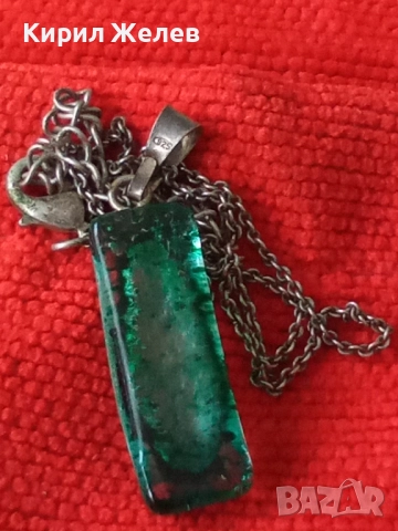 АРТ МЕДАЛЬОН ВЕНЕЦИАНСКО СТЪКЛО МУРАНО с СРЕБРО 925 и СРЕБЪРНА ВЕРИЖКА с ПОСРЕБРЕНА ЗАКОПЧАЛКА 49784, снимка 13 - Колиета, медальони, синджири - 50416501