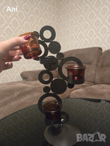 Страхотен свещник със стъклени чашки , снимка 4 - Декорация за дома - 52460067