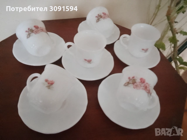 Сервиз 6 чаши с чинийки за кафе  Arcopal Francee , снимка 7 - Сервизи - 53831121