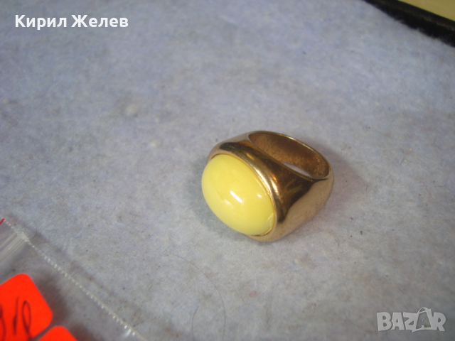 ПОЗЛАТЕН ВИНТИДЖ ПРЪСТЕН с КАТАЛИН 26611, снимка 6 - Пръстени - 36382291