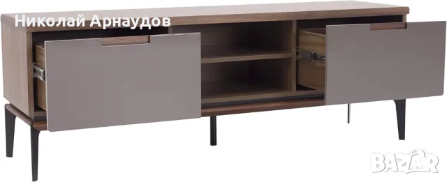 ТВ конзола Rivet, 150 x 40 x 52,5 см, орех/сив, снимка 2 - Шкафове - 49291068