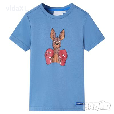 Детска тениска с къс ръкав, средно синьо, 104(SKU:11875, снимка 1 - Детски тениски и потници - 44792647