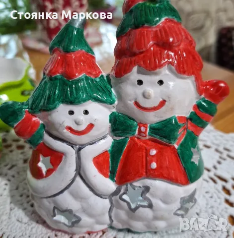 Коледна керамична фигурка-свещник