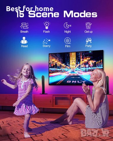 Интелигентни LED светлинни ленти с управление от APP,RGB светлинна лента с 15 сценични режима, Bluet, снимка 5 - Лед осветление - 39297411