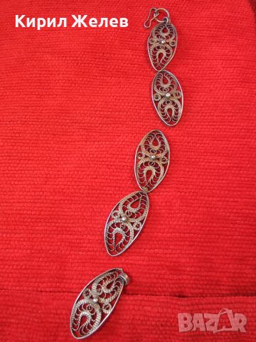 ФИЛИГРАННА СРЕБЪРНА ВЪЗРОЖДЕНСКА ГРИВНА 19 ВЕК СРЕБРО с ГРАНУЛАЦИЯ НАКИТ за НОСИЯ 22244, снимка 14 - Антикварни и старинни предмети - 33135672