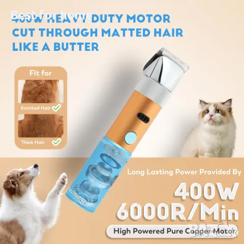 CGOLDENWALL Безжична машинка за подстригване на кучета 400 W, снимка 2 - Други стоки за животни - 49100027