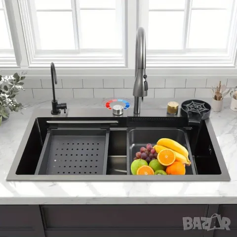 🍅 Мултифункционална Кухненска Мивка – Пълен Комплект за Максимален Комфорт 🖤, снимка 1