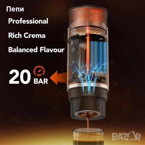 преносима еспресо кафе машина Bescost, снимка 4 - Кафемашини - 53625517