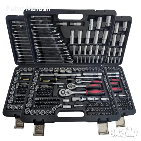 Гедоре KraftWorld 216 части 1/4″ 3/8″ 1/2″ CR-V – пълен комплект за професионалисти