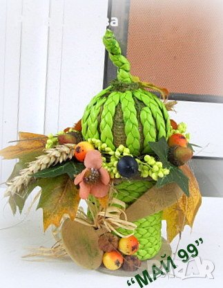 Есенна украса на дървена макара, снимка 4 - Декорация за дома - 41577488