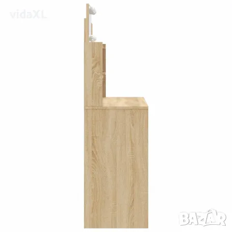 vidaXL Тоалетка с LED лампи, сонома дъб, 96x40x142 см, снимка 6 - Тоалетки - 56148096