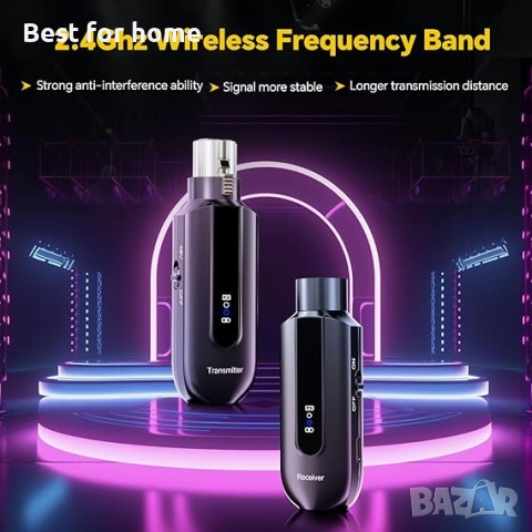 2.4 Ghz безжичен микрофонен предавател-приемник, XLR, снимка 2 - Микрофони - 51665994