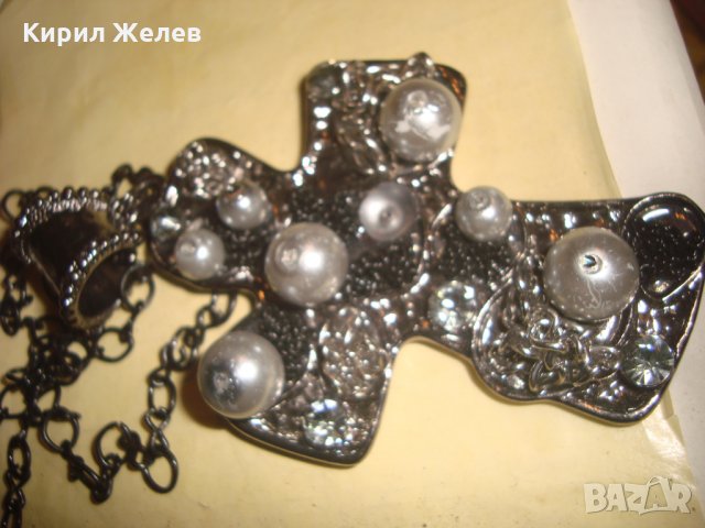 МОДЕН АРТ СРЕБРИСТ ПЕРЛЕН КРЪСТ с ВЕРИЖКА 24304, снимка 8 - Колиета, медальони, синджири - 33953305