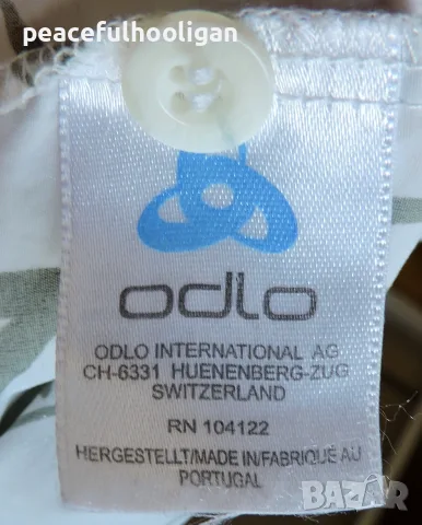 ODLO мъжка риза L – бяла с флорален принт, къс ръкав, Made in Portugal, снимка 8 - Ризи - 56058536