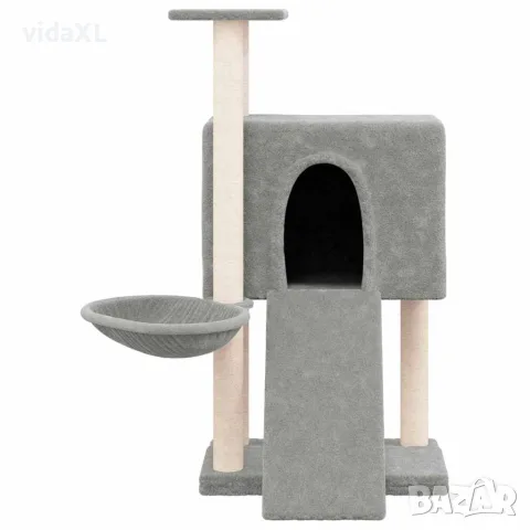 vidaXL Котешко дърво със сизалени стълбове, светлосиво, 96 см, снимка 3 - За котки - 56146311