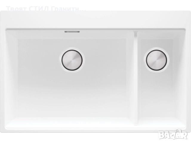 Бяла кухненска гранитна мивка Осло 80 Duo Top 780x500 мм, снимка 2 - Мивки - 52548521