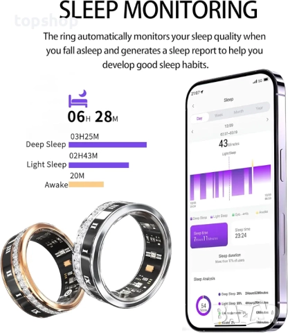 Нов проверен смарт пръстен за жени, фитнес диамантено проследяване на активността, пулсомер..., снимка 2 - Пръстени - 52446286