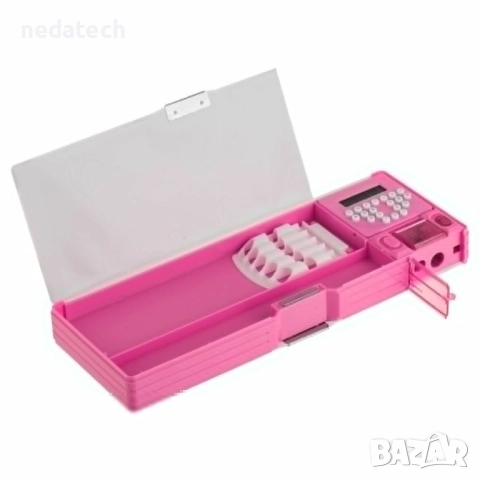 Несесер с калкулатор, Розов, 25.5x3x9см., снимка 2 - Ученически пособия, канцеларски материали - 51580145