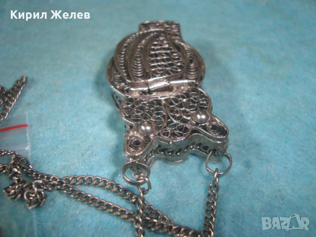 ПОСРЕБРЕН БУХАЛ ФИЛИГРАНЕН със ЗДРАВО СИНДЖИРЧЕ ФИГУРАЛЕН АРТ ДЕКО МЕДАЛЬОН БЛАГОРОДНА СТОМАНА 25560, снимка 13 - Колиета, медальони, синджири - 35679503