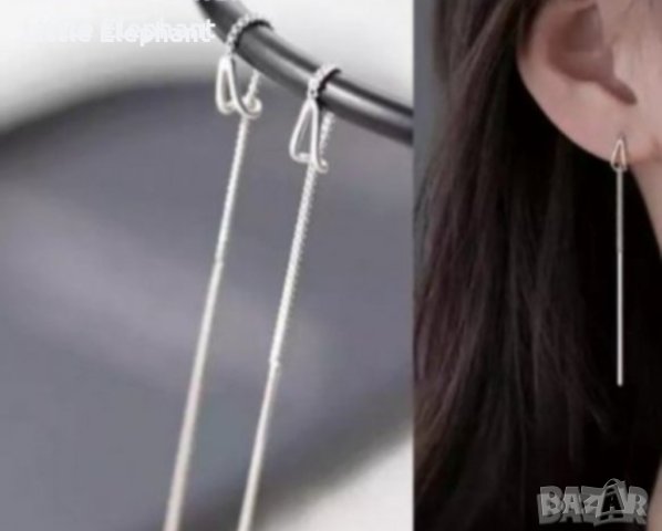 Сребърни висящи обеци с подпъхване,пиърсинг,Designer model/нови