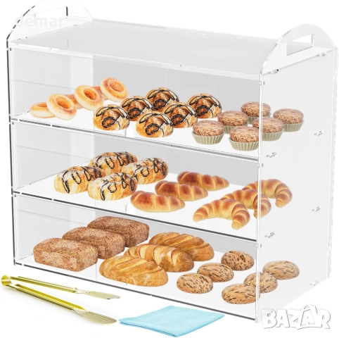 Витрина за пекарни Cityjoy с 3 нива и дръжка, 49,5 Д x 26 Ш x 38 В сантиметра, снимка 8 - Други стоки за дома - 51918887