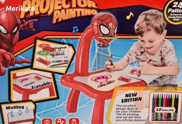 Детска масичка за рисуване с проектор-Хълк, Спайдърмен,Динозавър, снимка 2 - Образователни игри - 38649362