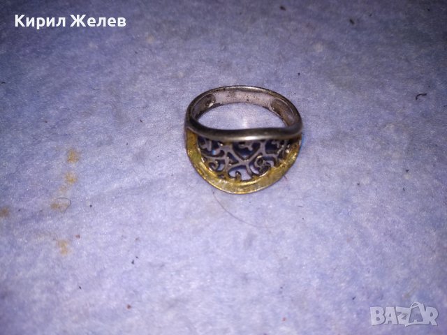 СТАР АЖУРЕН СРЕБЪРЕН АРТ ПРЪСТЕН СРЕБРО 925 с ПОЗЛАТА 34958, снимка 8 - Пръстени - 41336836