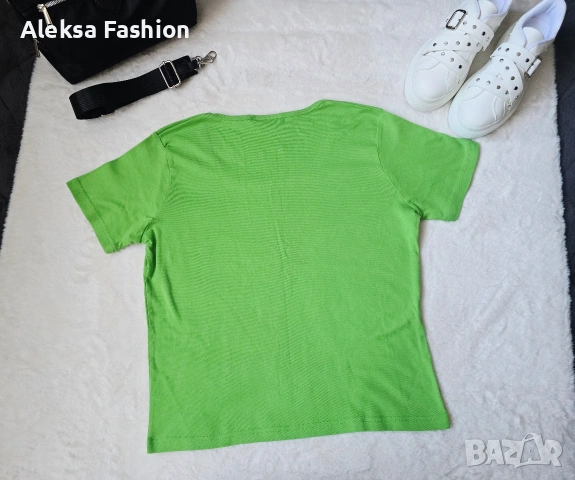 Дамска зелена тениска актуален цвят за сезона, снимка 4 - Тениски - 37123860